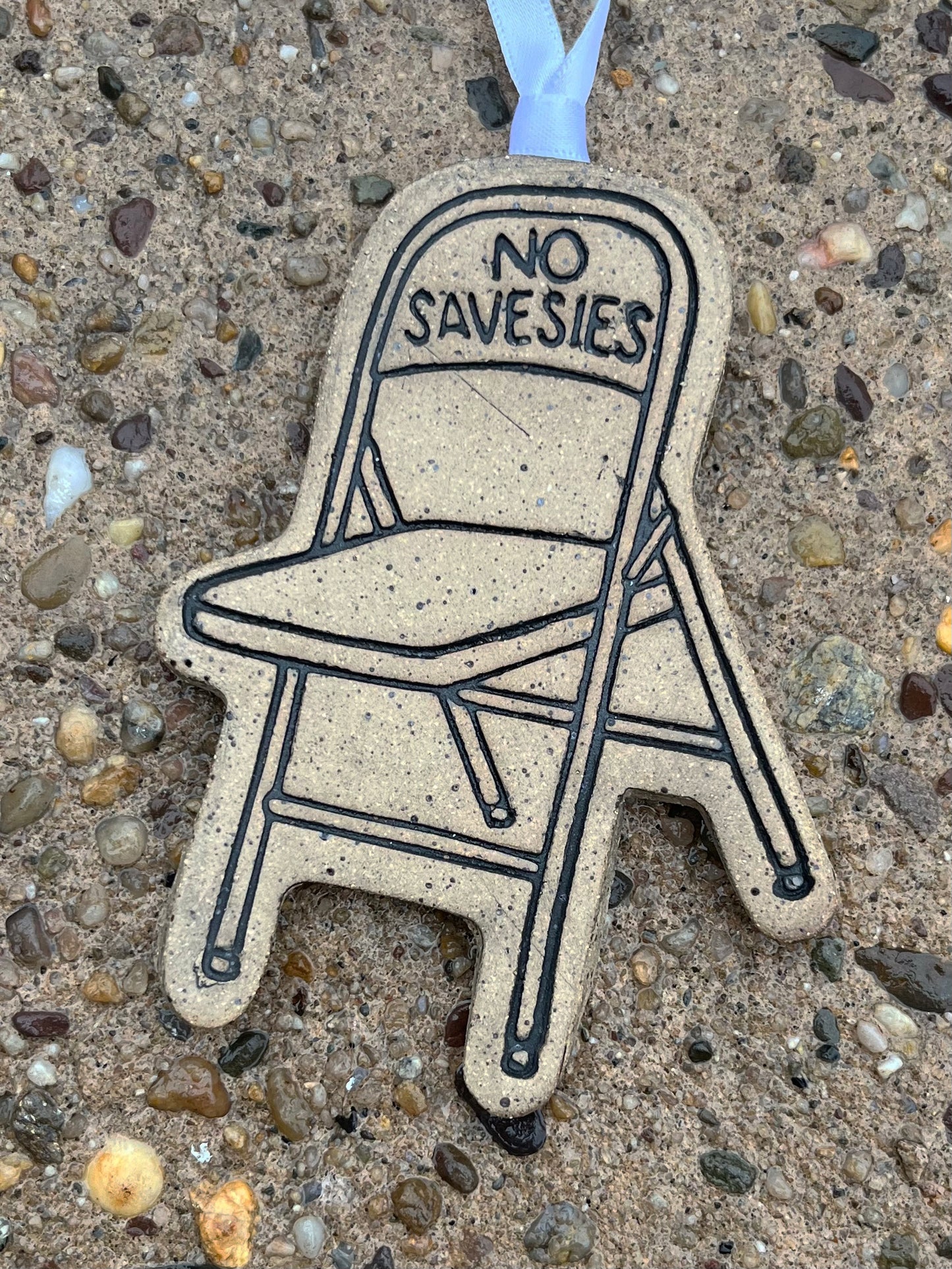 No Savesies Folding Chair Ornament :: Black